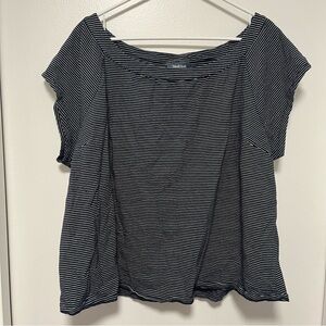 ModCloth Blue White Striped Short Sleeve Blouse Women's 3X